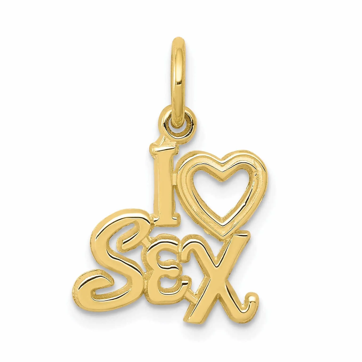 10k Yellow Gold Talking I Love Sex Pendant