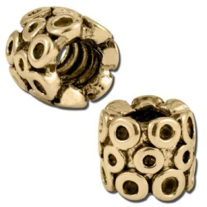 10mm Antique Gold Circle Design Large Hole Bead - CLEARANCE