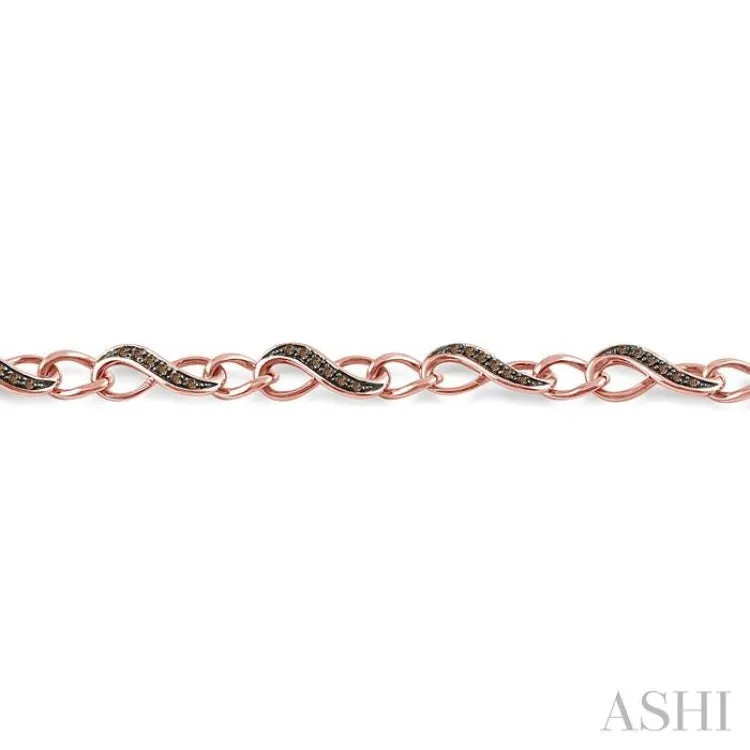 1/4 Ctw Round cut Champagne Brown Diamond Infinity Bracelet in 10K Rose Gold