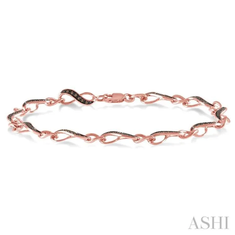 1/4 Ctw Round cut Champagne Brown Diamond Infinity Bracelet in 10K Rose Gold