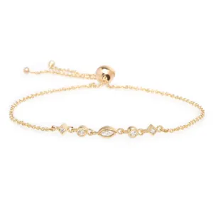 14k 5 Linked Mixed Cut Diamond Bolo Bracelet