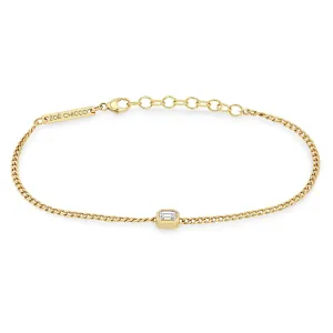 14k Emerald Cut Diamond XS Curb Chain Bracelet