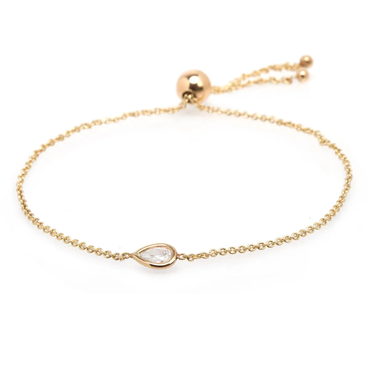 14k Floating Pear Diamond Bolo Bracelet