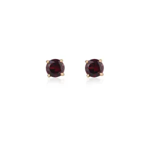 14k Gold Round Garnet Studs