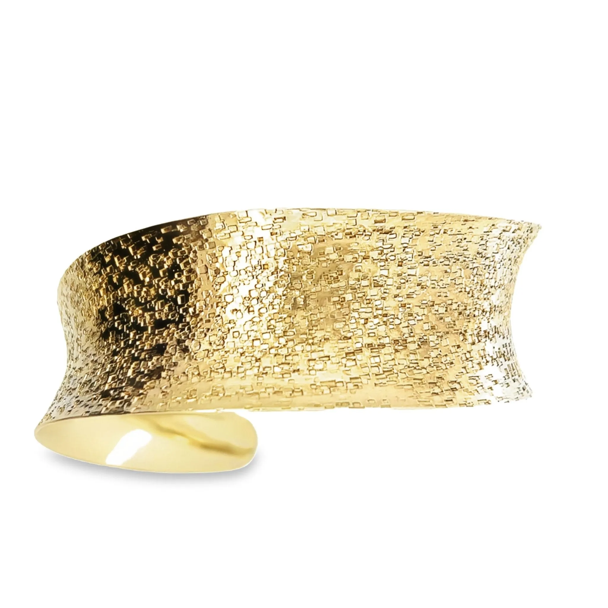 14K Gold Texturized Anticlastic Bangle Bracelet