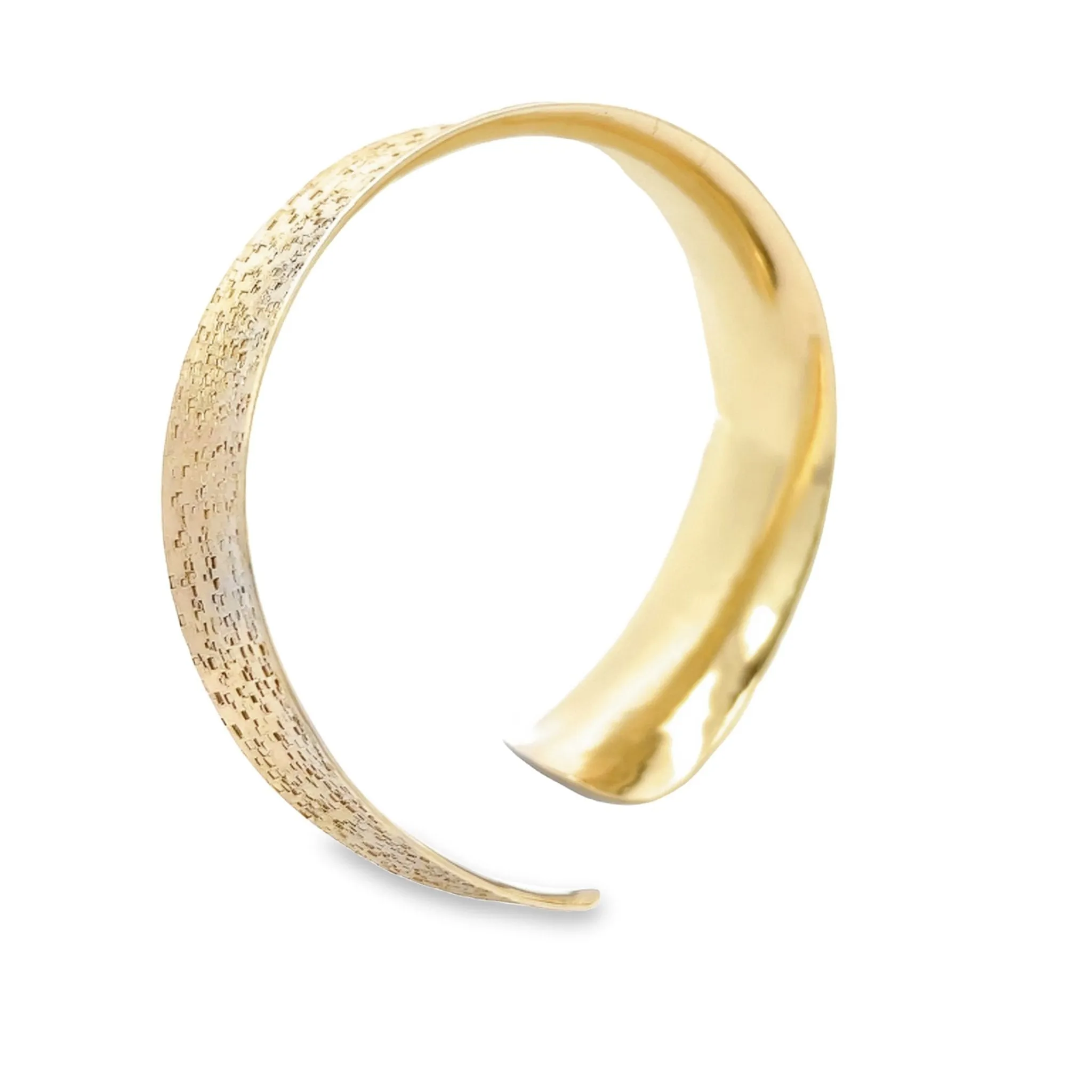 14K Gold Texturized Anticlastic Bangle Bracelet