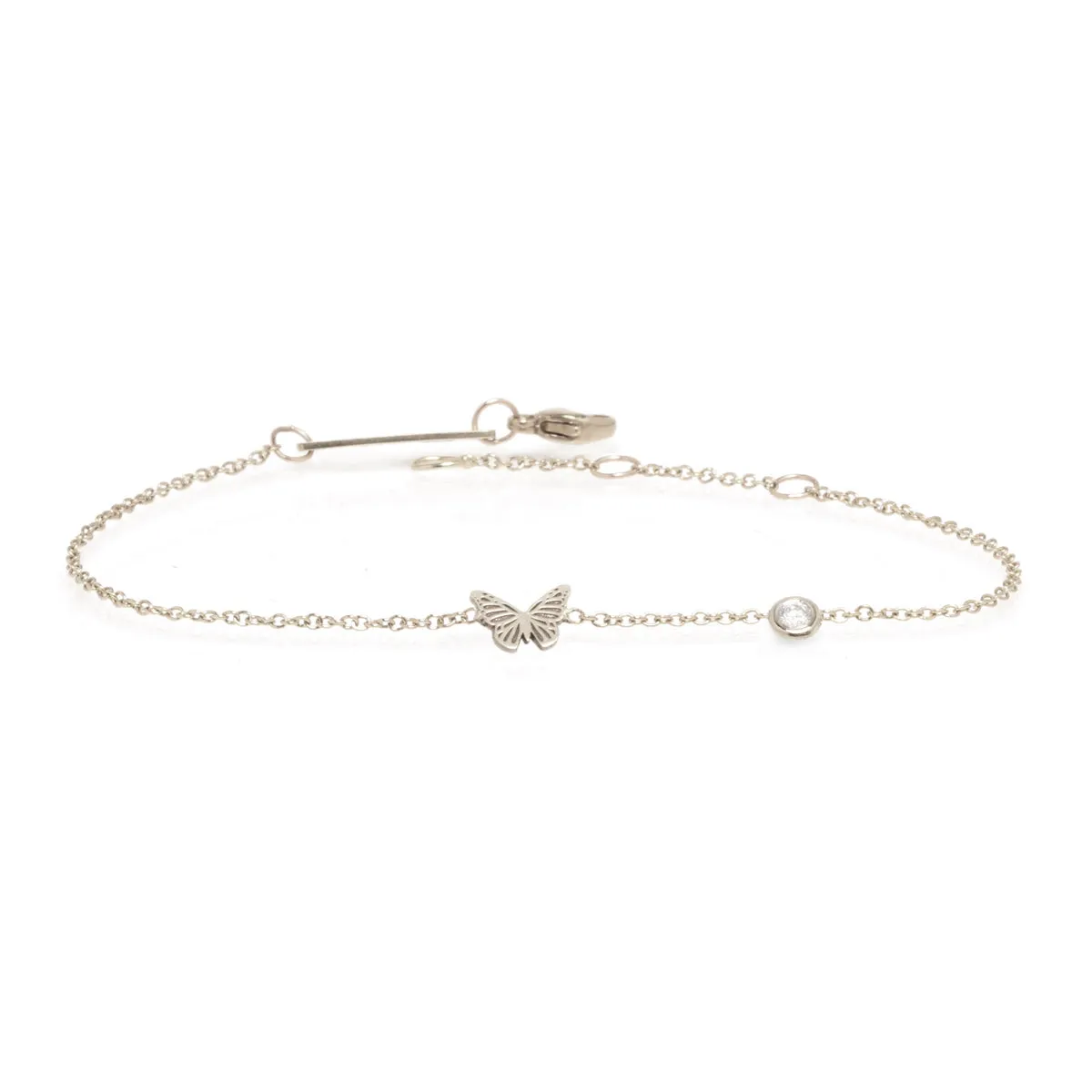 14k Itty Bitty Butterfly Bracelet with Floating Diamond