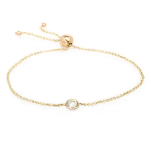 14k Large Floating Diamond Bolo Bracelet