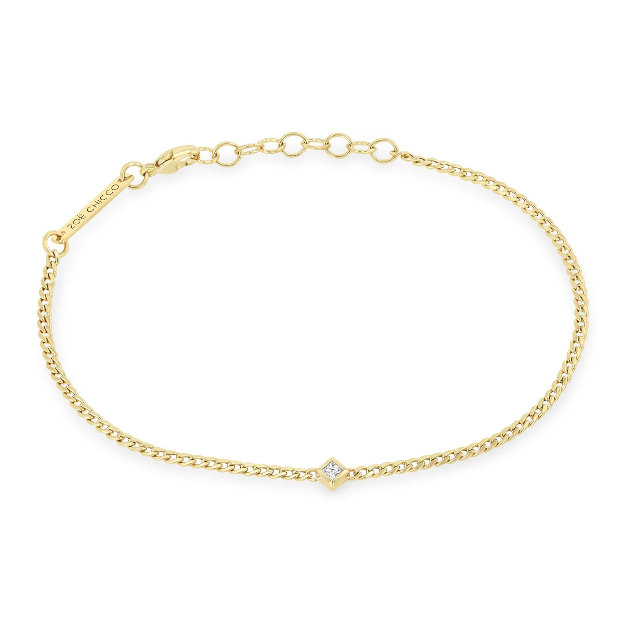 14k Princess Diamond XS Curb Chain Bracelet