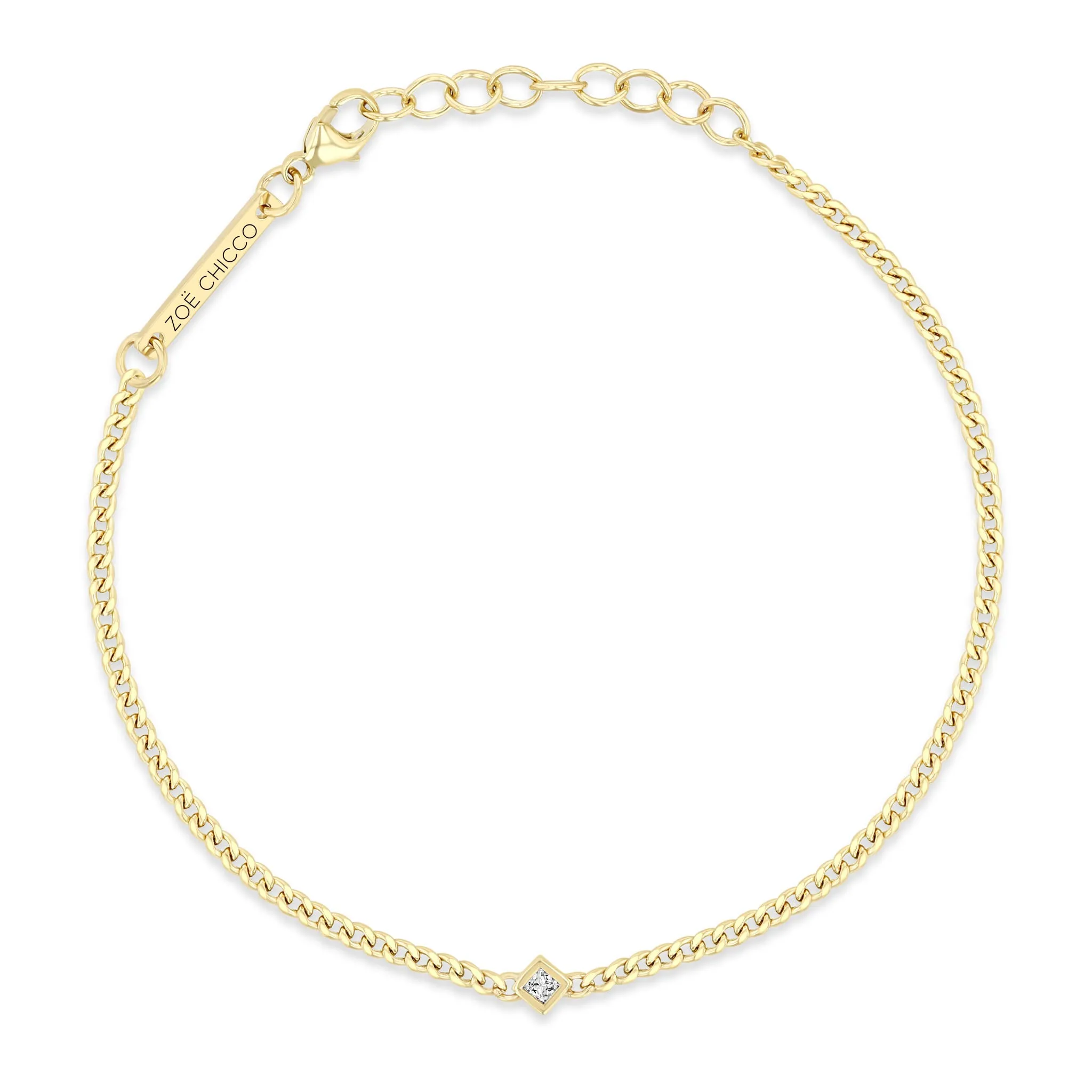 14k Princess Diamond XS Curb Chain Bracelet