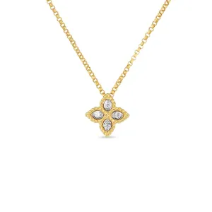 18K GOLD PRINCESS FLOWER SMALL DIAMOND NECKLACE