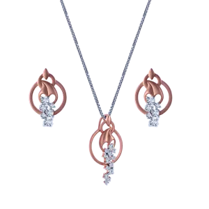 18k Unique Yellow Gold And Diamond Necklace Earrings Set