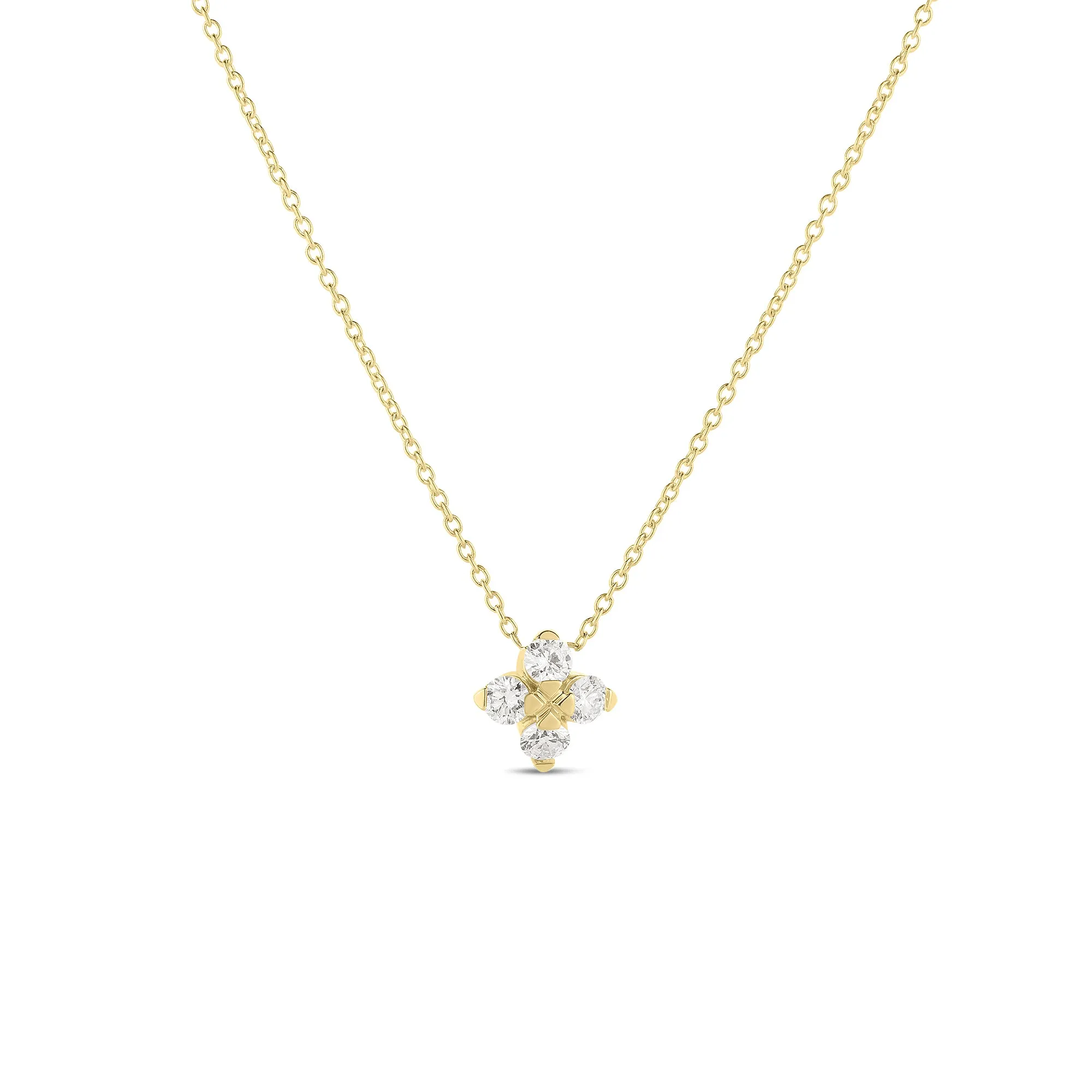 18K YELLOW GOLD LOVE IN VERONA SMALL FLOWER DIAMOND NECKLACE