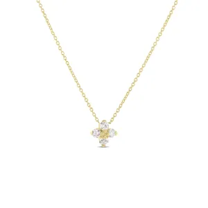 18K YELLOW GOLD LOVE IN VERONA SMALL FLOWER DIAMOND NECKLACE