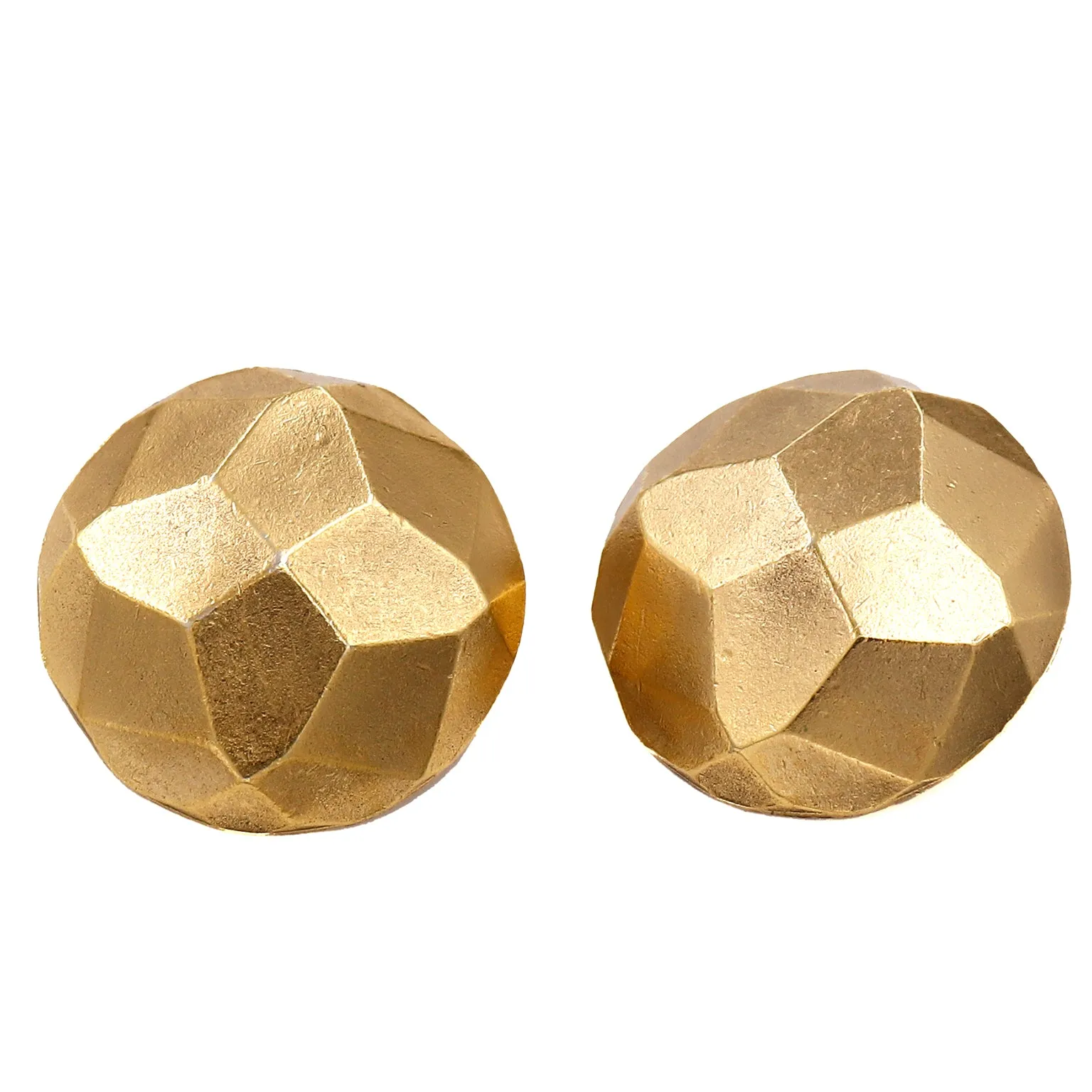 1980s Yves Saint Laurent Gold Geometric Textured Clip Earrings