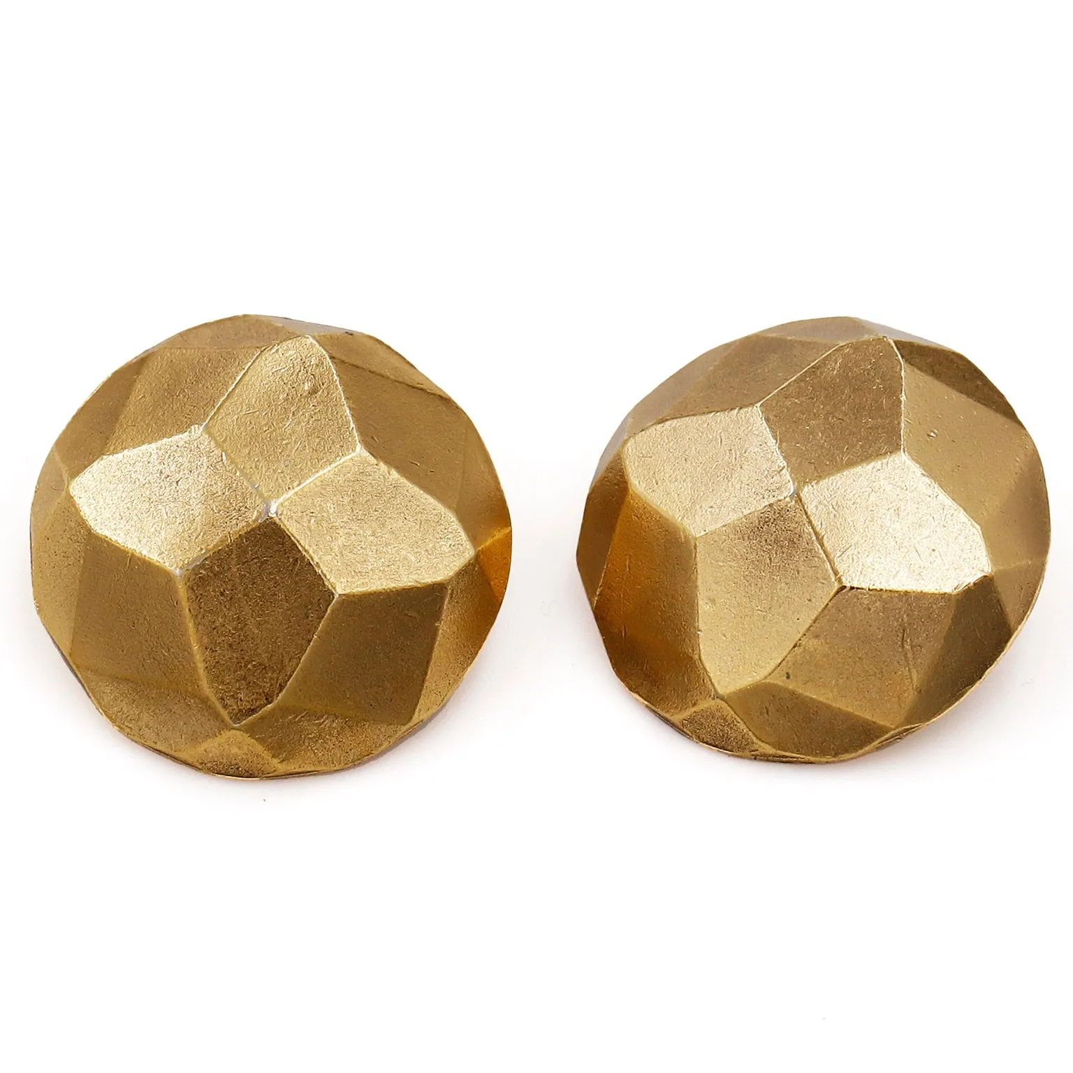 1980s Yves Saint Laurent Gold Geometric Textured Clip Earrings