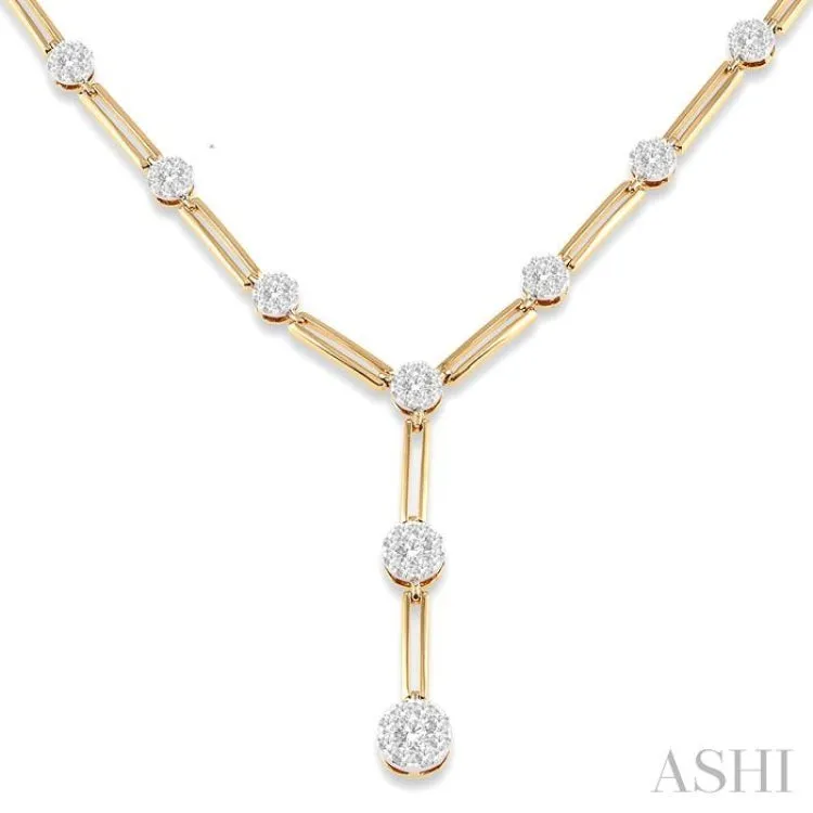 2 ctw Lovebright Round Cut Diamond Elongated Link Necklace in 14K Yellow and White Gold