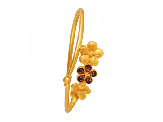 22k Gold Nowa With Meenakari Flower Details