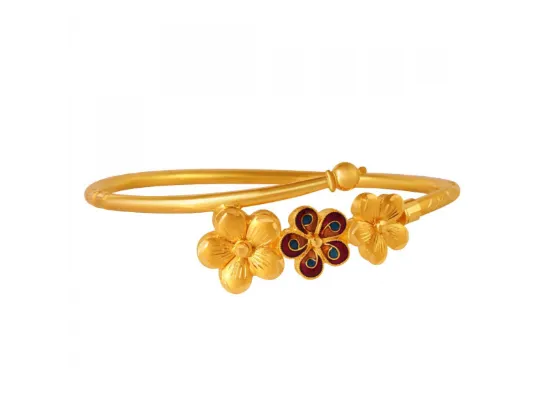 22k Gold Nowa With Meenakari Flower Details