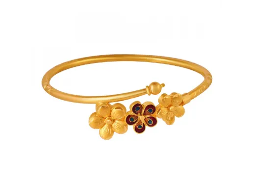 22k Gold Nowa With Meenakari Flower Details