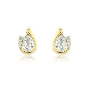 9ct White Gold Diamond and White Topaz Earrings - MMCH038-7YDTZ