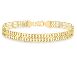 9ct Yellow Gold Figure 8 Double Curb Chain Bracelet 19cm / 7.5 inch