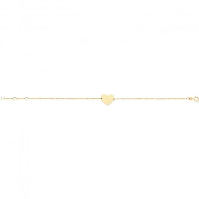 9ct Yellow Gold Heart ID Bracelet