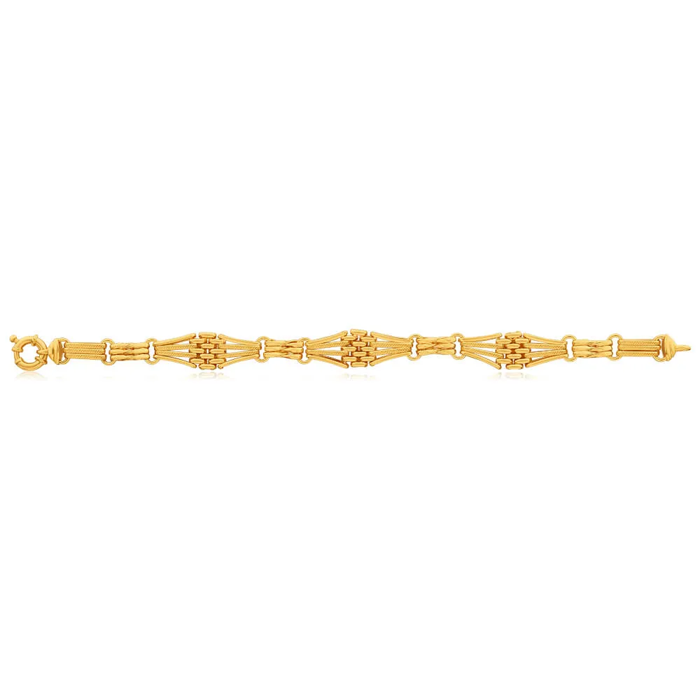 9ct Yellow Gold Silver Filled Bolt Ring 21cm Bracelet