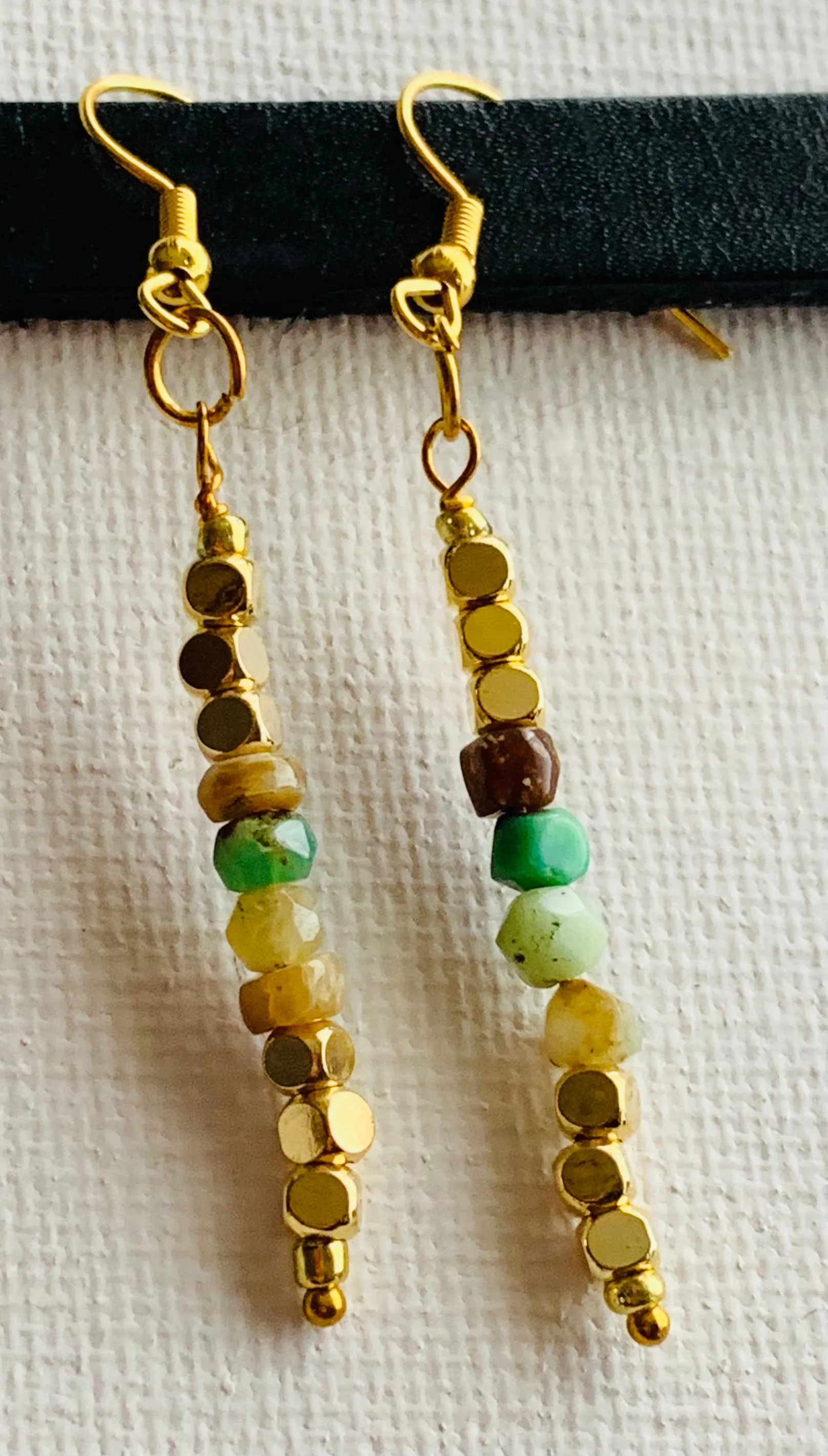 Abby Handmade Raw Emerald Earrings