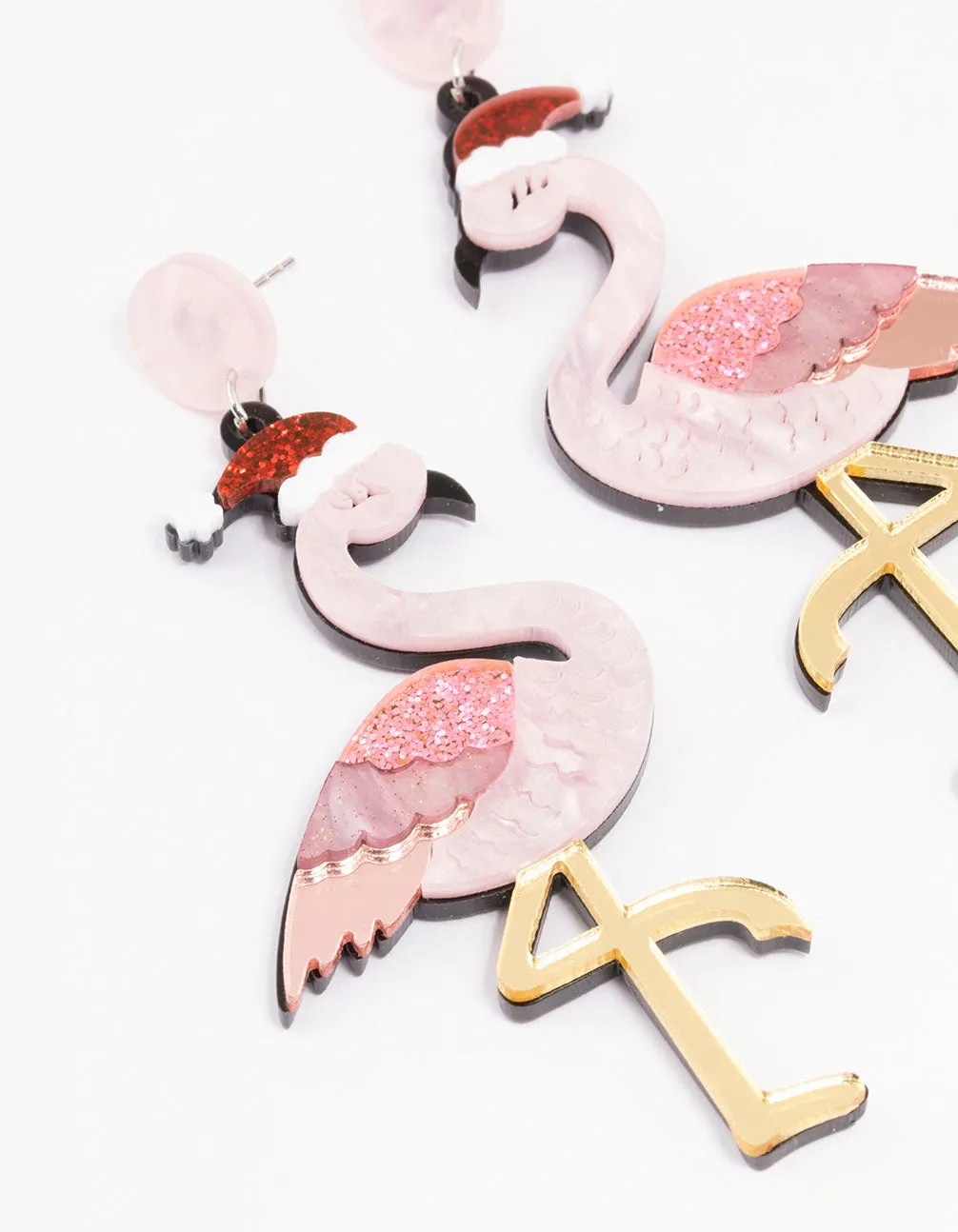 Acrylic Christmas Flamingo Drop Earrings