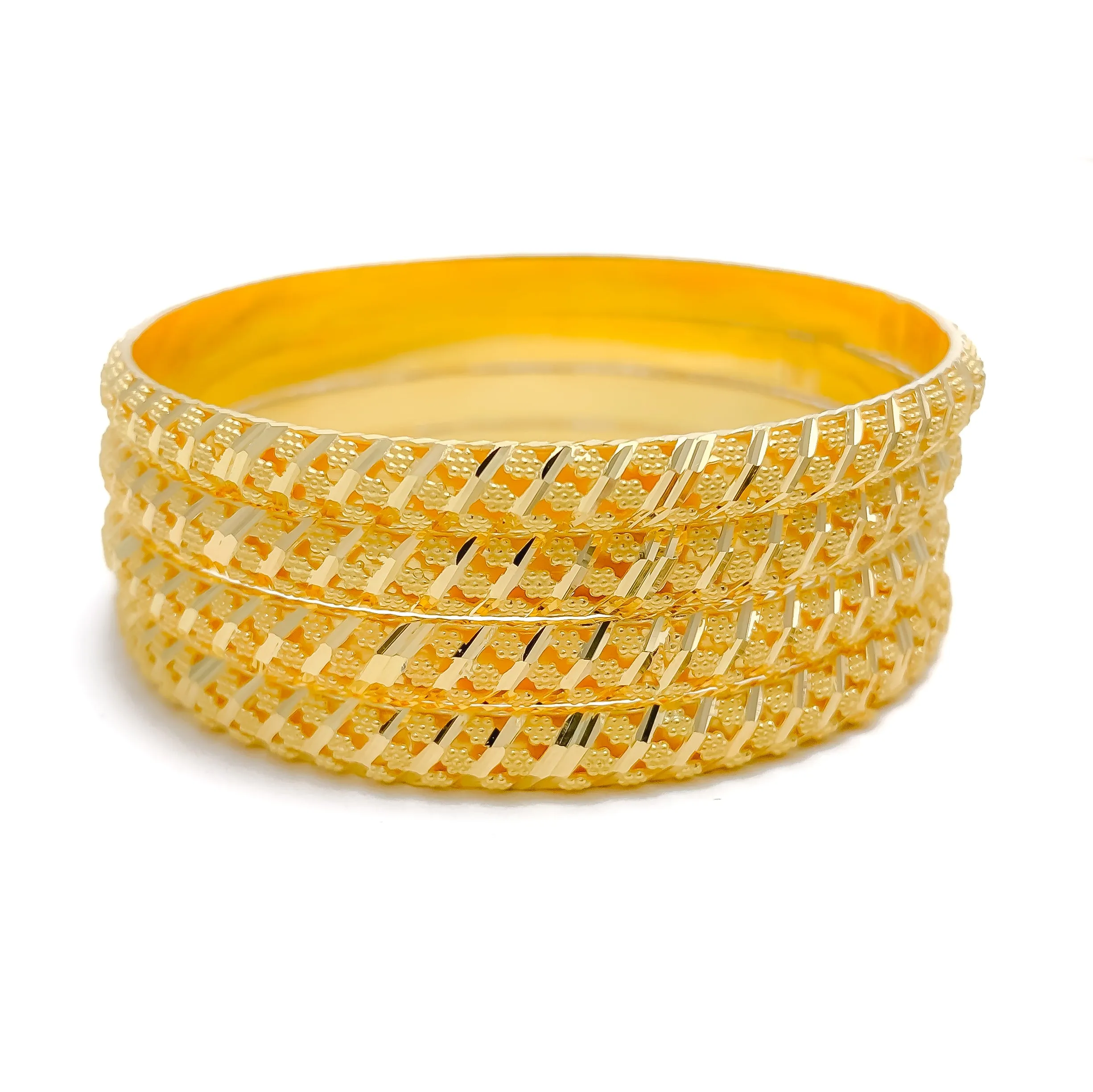 Alternating Striped 21k Gold Bangles