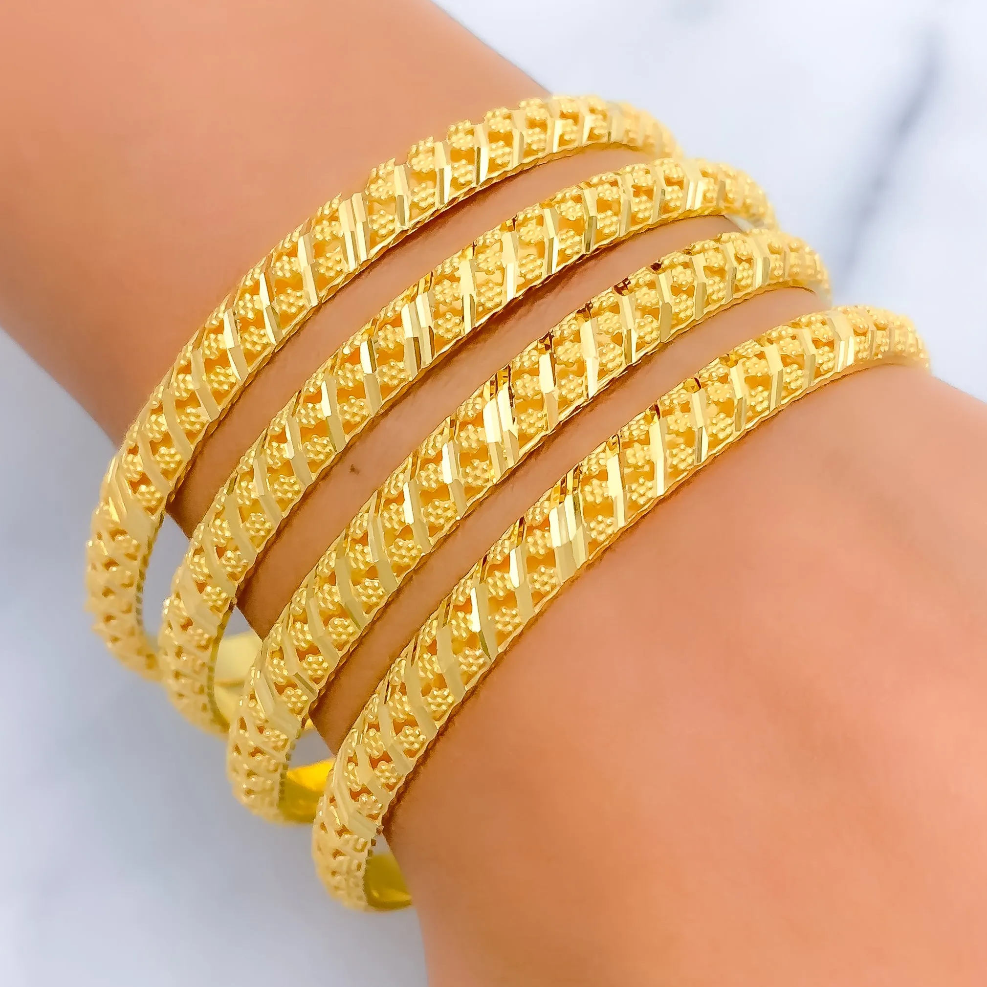 Alternating Striped 21k Gold Bangles