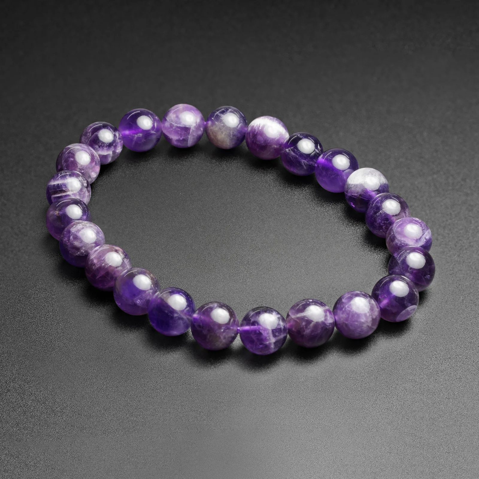 Amethyst Bead Stone Stretch Bracelet