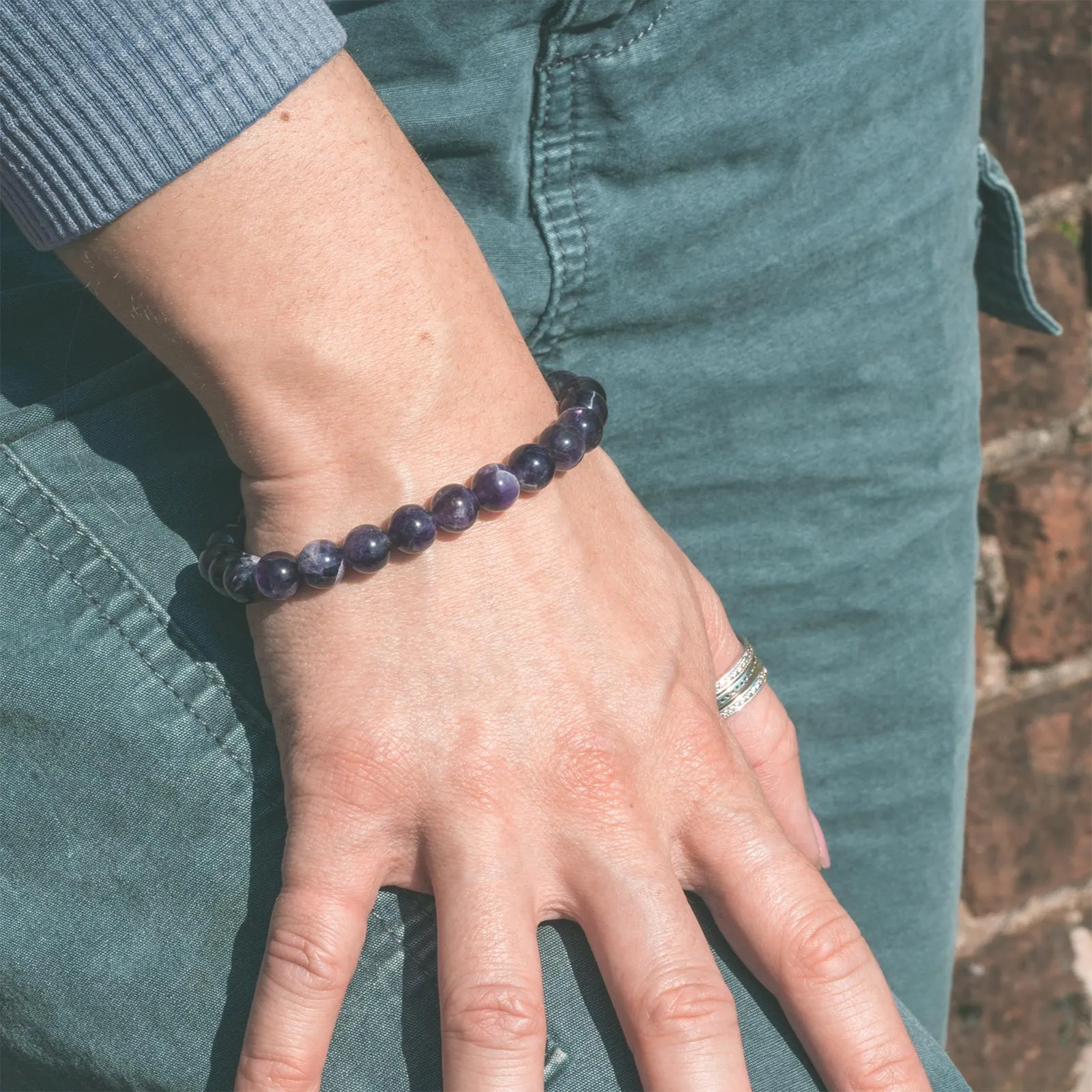 Amethyst Bead Stone Stretch Bracelet