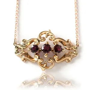 Antique Victorian 9ct Gold Garnet Necklace