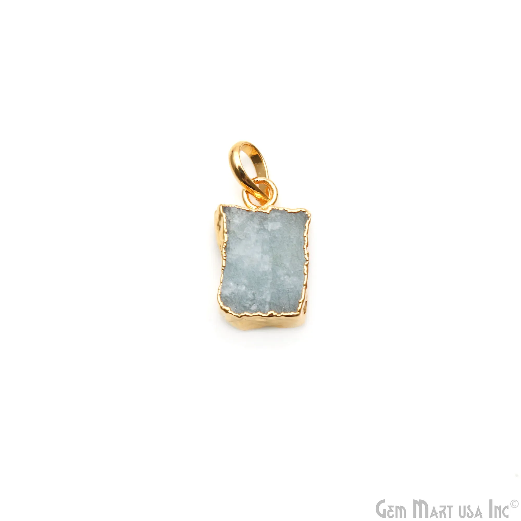 Aquamarine Free Form shape 19x12mm Gold Electroplated Gemstone Single Bail Pendant