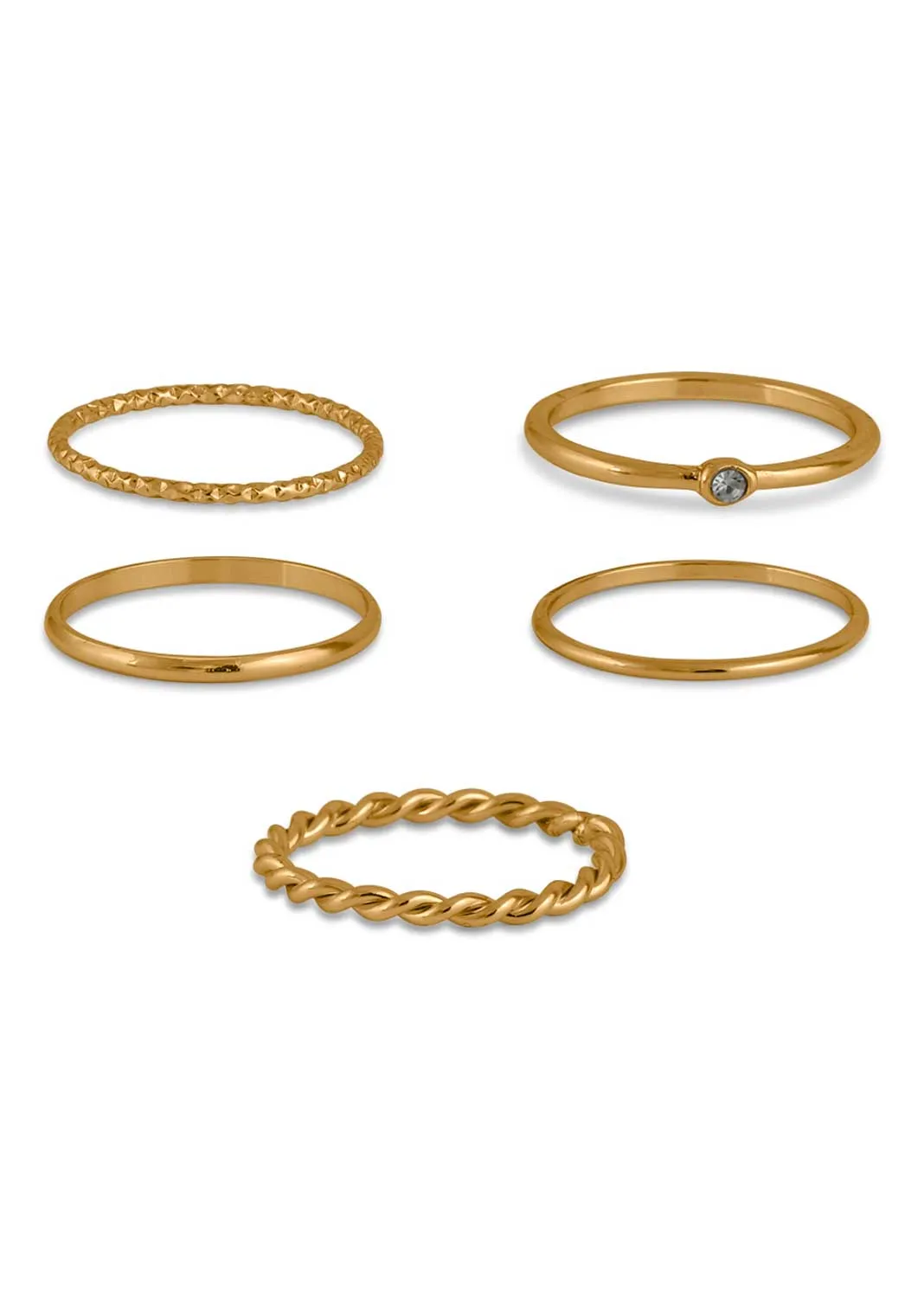 Athena Set Of 5 Rings in Gold