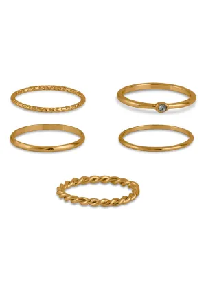 Athena Set Of 5 Rings in Gold