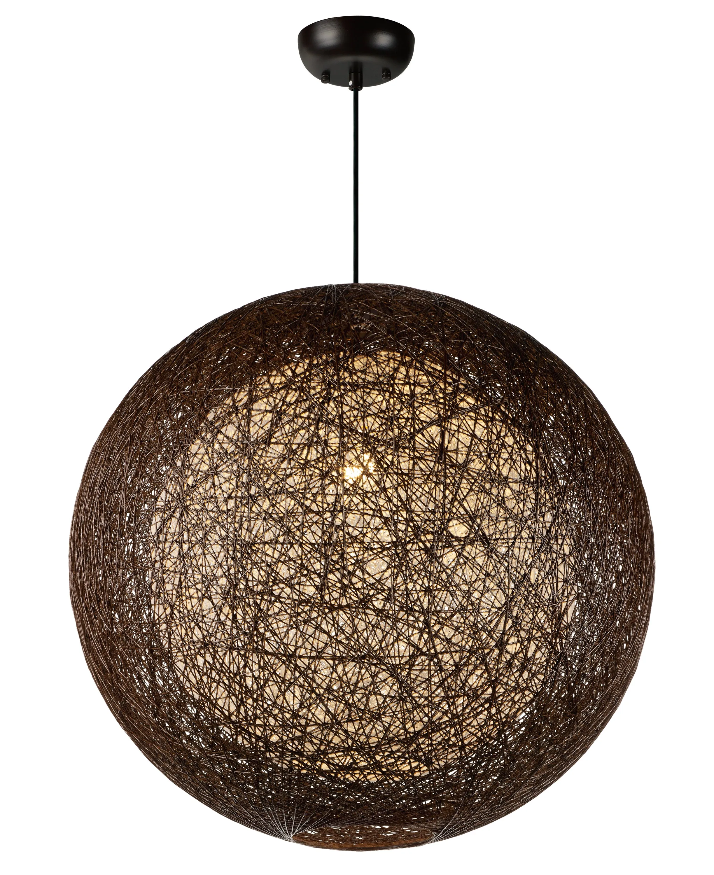 Bali 1-Light Chandelier in Chocolate with Hemp String Shade