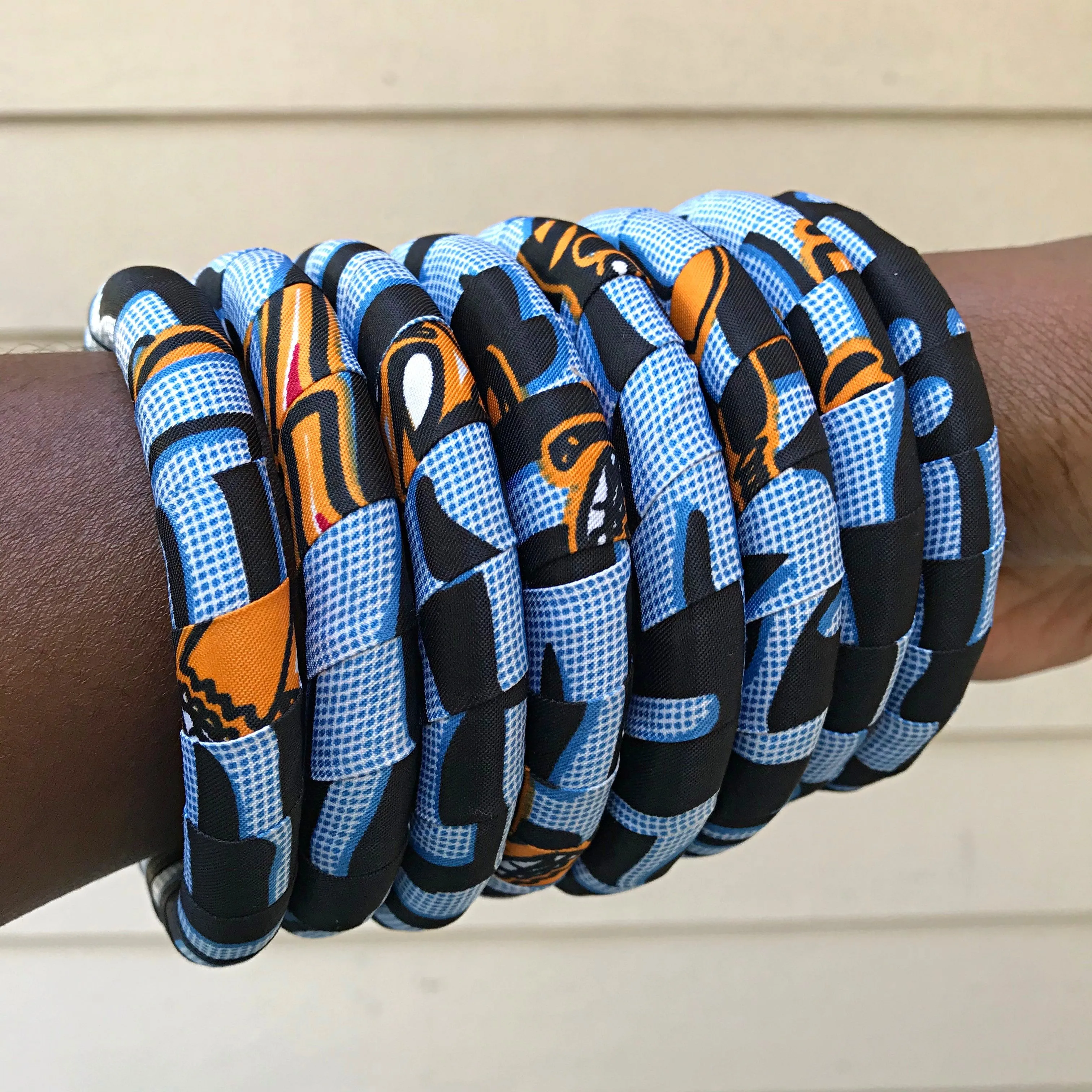 Bana Blue African Print Bangle Bracelets