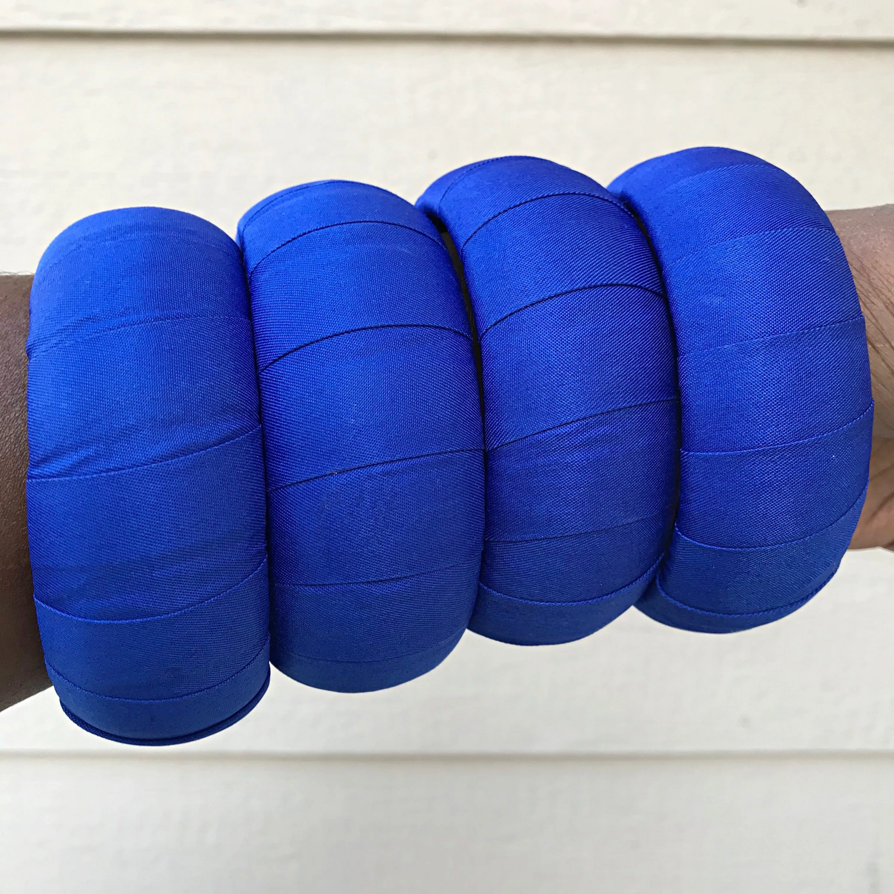 Blue African Print Bangle Bracelets