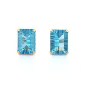 Blue Topaz Gold Studs