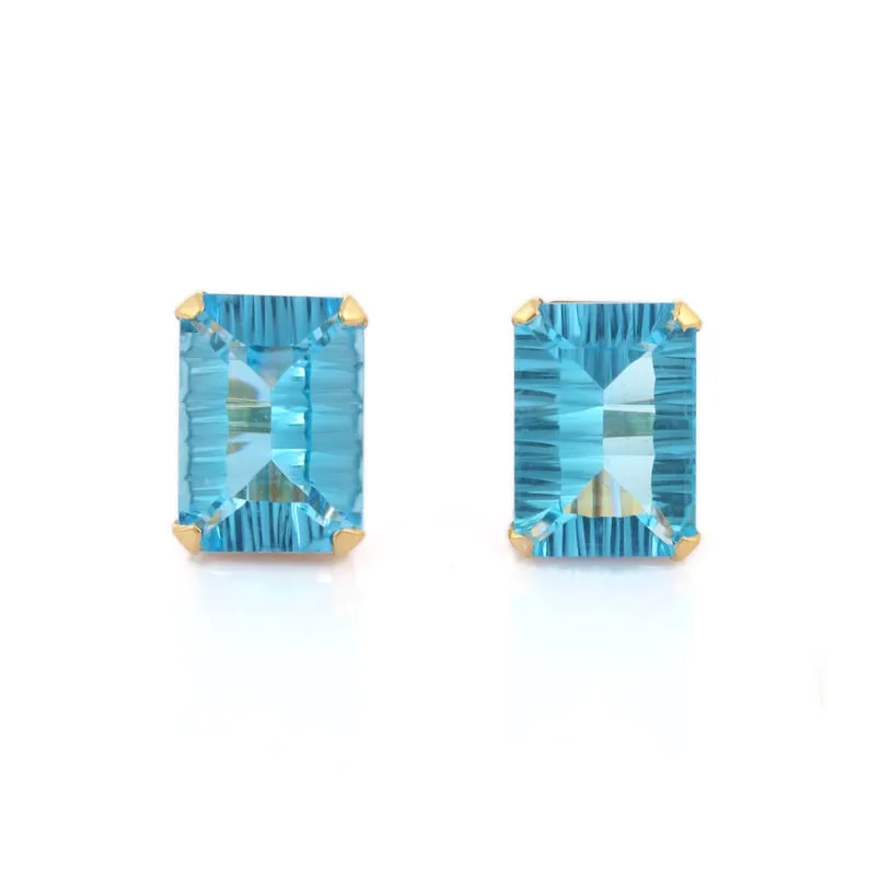 Blue Topaz Gold Studs