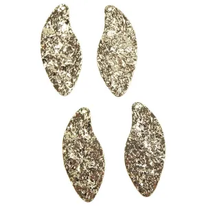 Brass Pendants - Leaf - 18k Gold Plated - Pkg/4