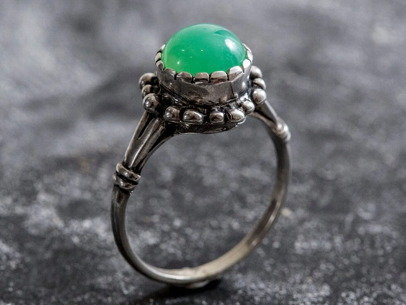 Chrysoprase Ring - Green Vintage Ring - Real Chrysoprase Ring