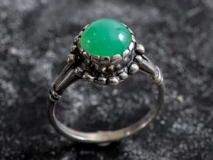 Chrysoprase Ring - Green Vintage Ring - Real Chrysoprase Ring