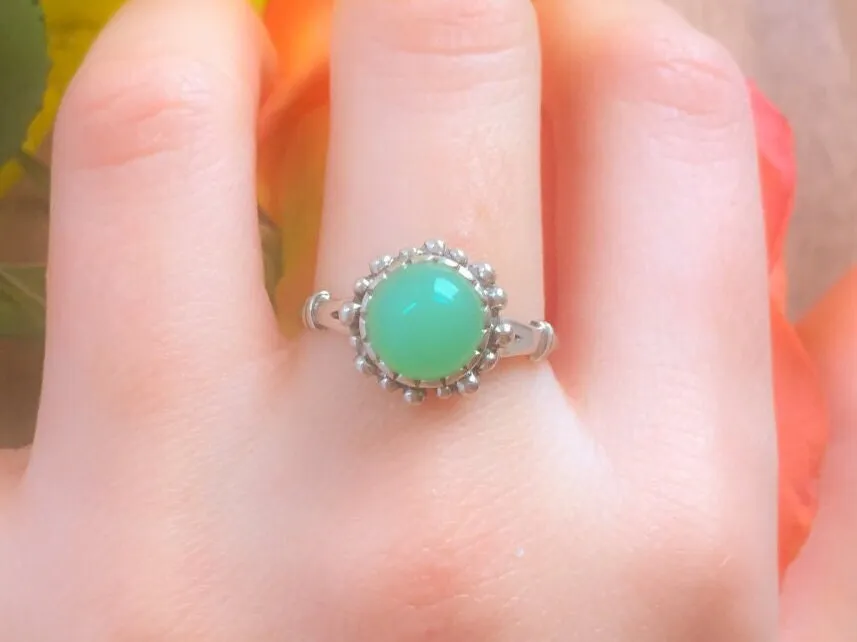 Chrysoprase Ring - Green Vintage Ring - Real Chrysoprase Ring