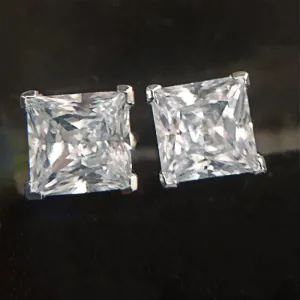 Classic Princess Cut Stud Earrings