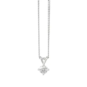 Claw Set Diamond Pendant Necklace - 9ct Gold