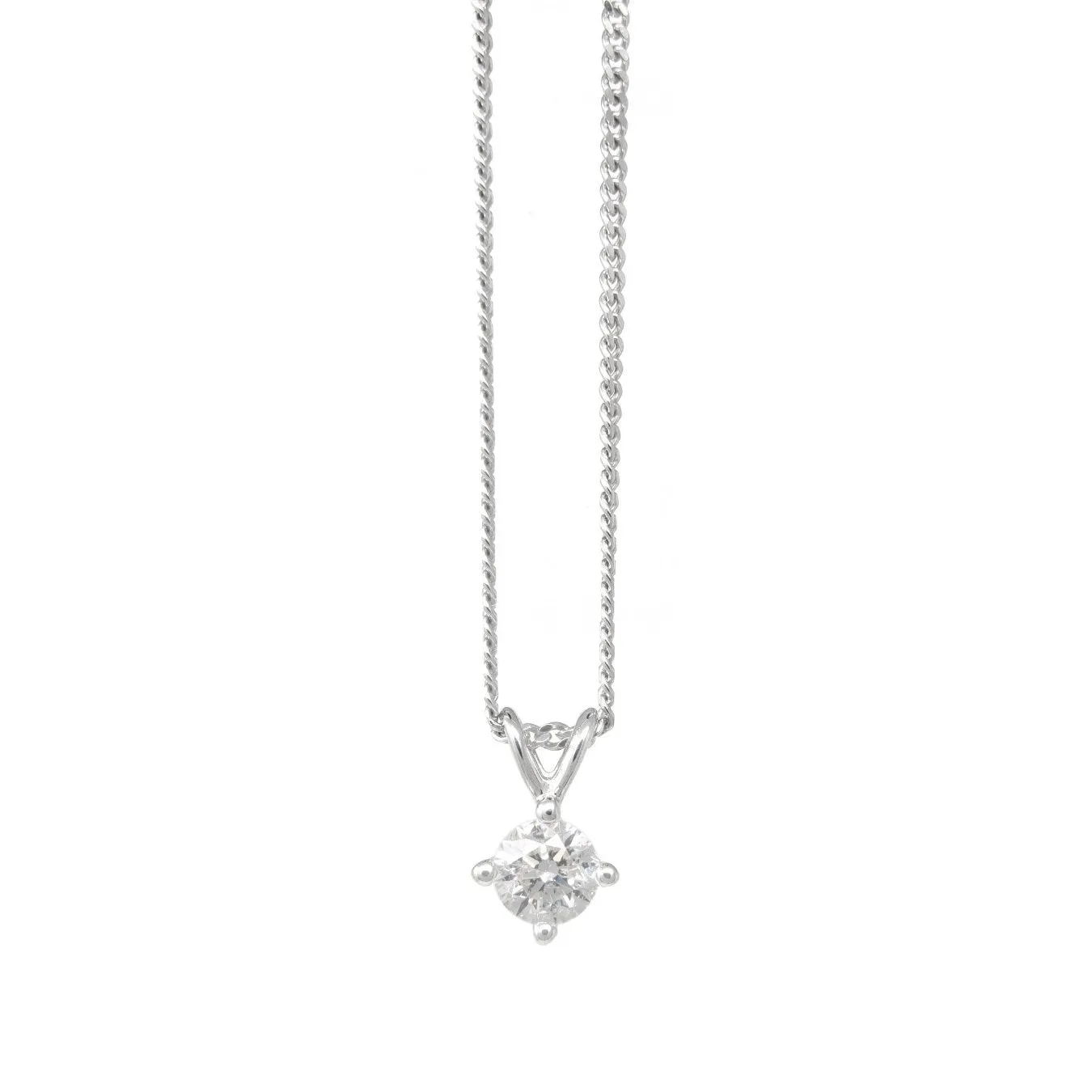 Claw Set Diamond Pendant Necklace - 9ct Gold